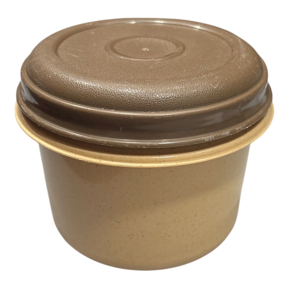 Vintage Rubbermaid Servin' Saver #7 Round 3 Cup Container 0020 Speckle Tan Brown